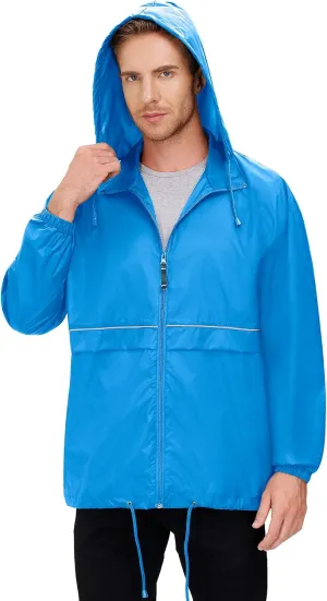 TIHEEN Men's Rain Jacket Cycling Running Jackets Waterproof Raincoat with Hood Windbreaker Hiking Jacket Rain Coat