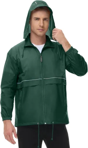 TIHEEN Men's Rain Jacket Cycling Running Jackets Waterproof Raincoat with Hood Windbreaker Hiking Jacket Rain Coat