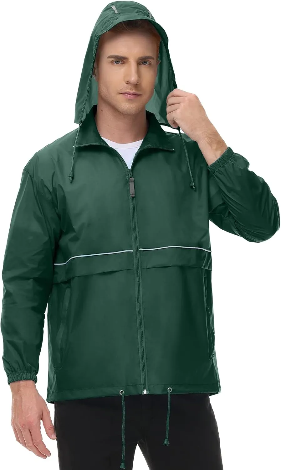TIHEEN Men's Rain Jacket Cycling Running Jackets Waterproof Raincoat with Hood Windbreaker Hiking Jacket Rain Coat