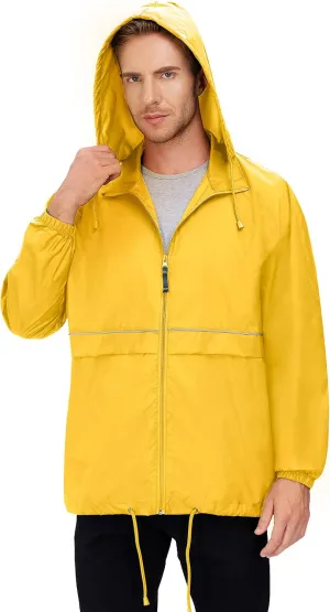 TIHEEN Men's Rain Jacket Cycling Running Jackets Waterproof Raincoat with Hood Windbreaker Hiking Jacket Rain Coat