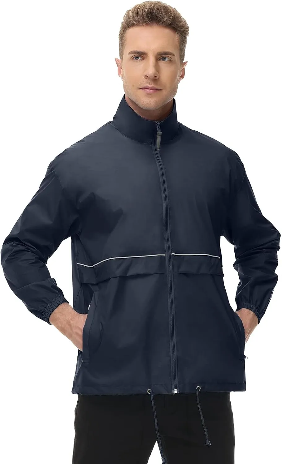 TIHEEN Men's Rain Jacket Cycling Running Jackets Waterproof Raincoat with Hood Windbreaker Hiking Jacket Rain Coat