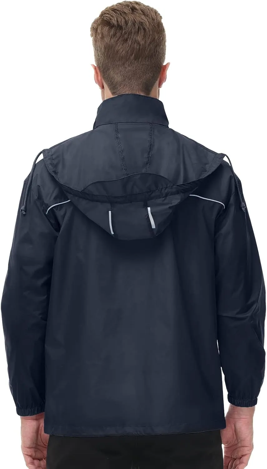 TIHEEN Men's Rain Jacket Cycling Running Jackets Waterproof Raincoat with Hood Windbreaker Hiking Jacket Rain Coat