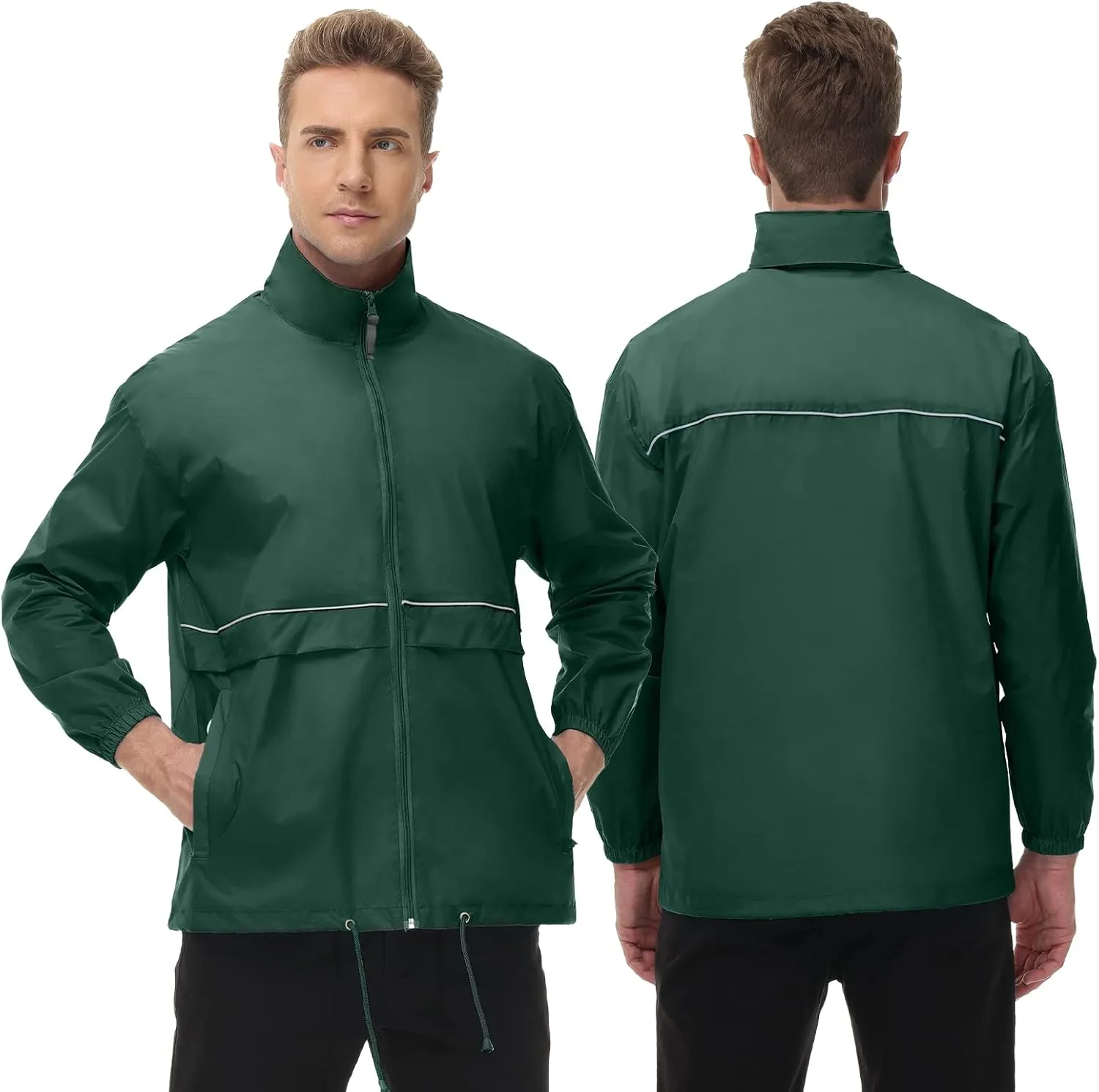 TIHEEN Men's Rain Jacket Cycling Running Jackets Waterproof Raincoat with Hood Windbreaker Hiking Jacket Rain Coat
