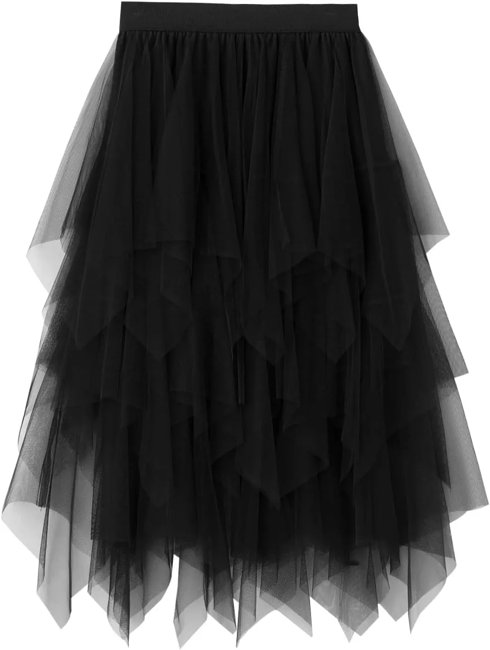 Tulle Skirts for Women Midi Long Fairy Skirt Tutu A-Line Mesh Layered High Elastic Waist Halloween Skirts