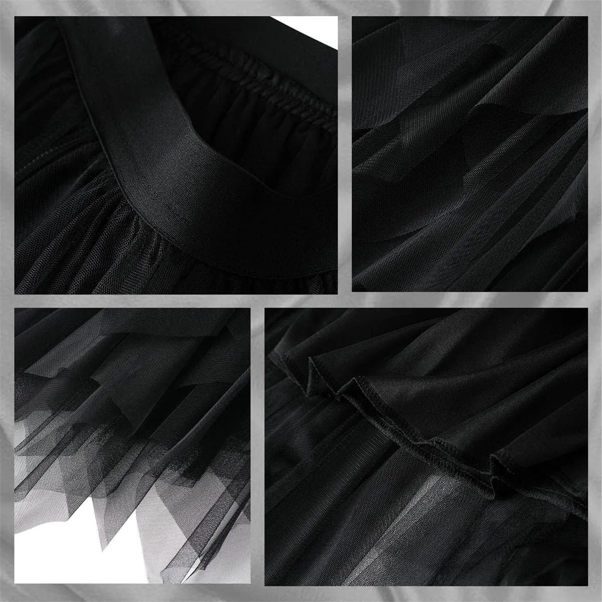 Tulle Skirts for Women Midi Long Fairy Skirt Tutu A-Line Mesh Layered High Elastic Waist Halloween Skirts