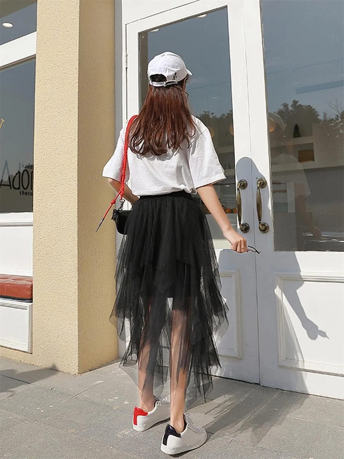 Tulle Skirts for Women Midi Long Fairy Skirt Tutu A-Line Mesh Layered High Elastic Waist Halloween Skirts