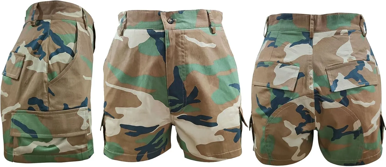 Vakkest Women's Camo Cargo Shorts Casual Trendy High Waisted Summer Joggers Camouflage Print Short Pants with Pockets