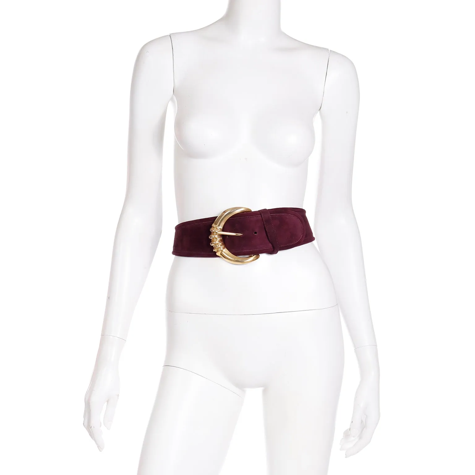 Vintage Donna Karan Deep Purple Suede Belt w Robert Lee Morris Buckle