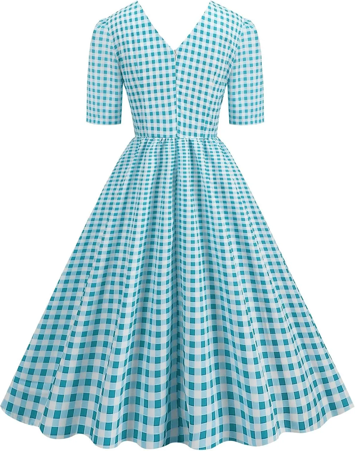 Vintage Dress for Women Semi-Formal 1950s Polka Dots V-Neck Swing A-Line Rockabilly Midi Dresses Garden Party Dresses