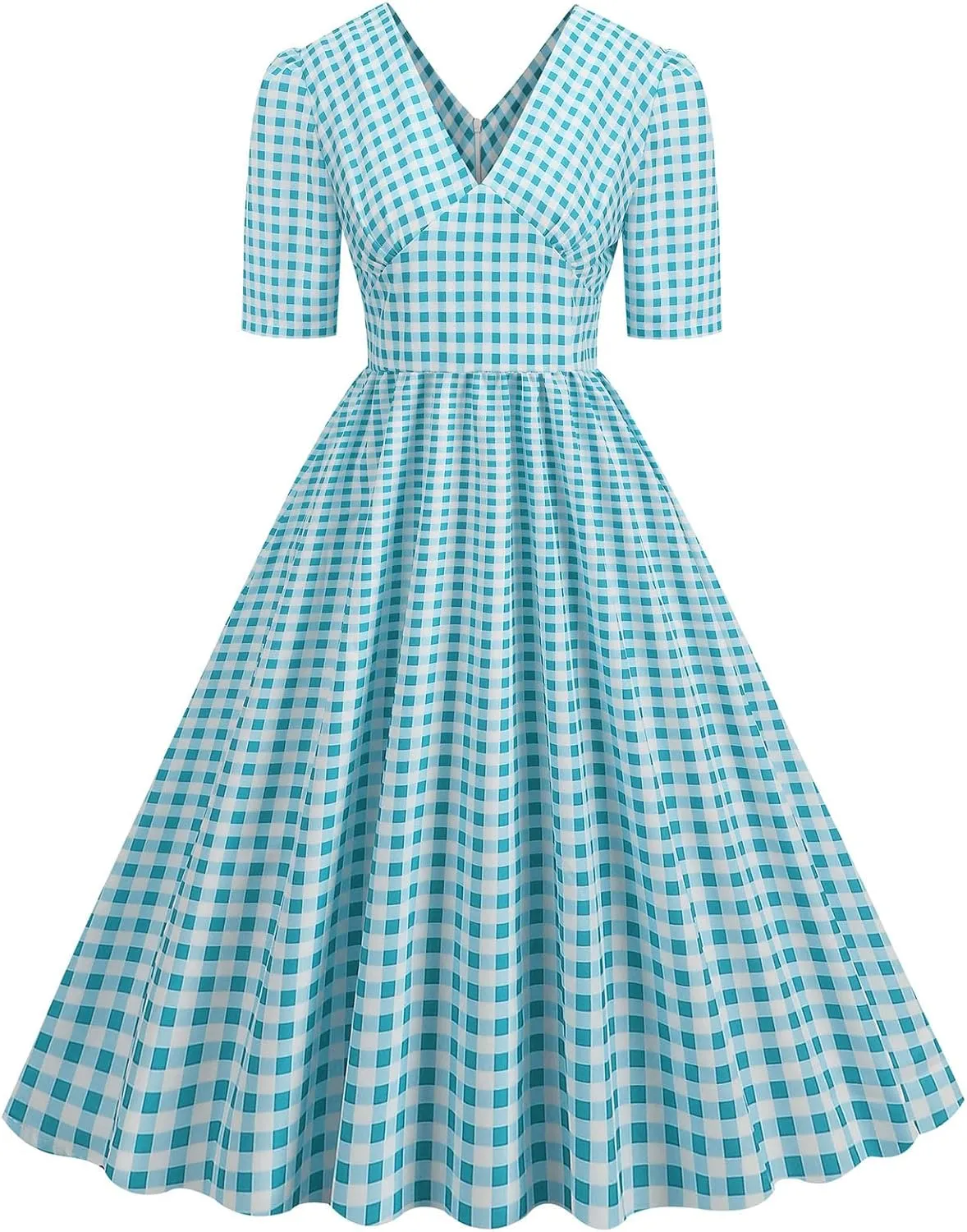 Vintage Dress for Women Semi-Formal 1950s Polka Dots V-Neck Swing A-Line Rockabilly Midi Dresses Garden Party Dresses