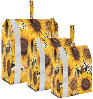 Vintage Leopard Sunflowers Packing Cubes for Travel 3 Set Compression Bag Luggage Accessories for Vacation Clothes