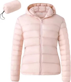 wantdo Women's Waterproof Winter Jacket Lightweight Hooded Down Jackets Packable Quilted Warm Winter Coat