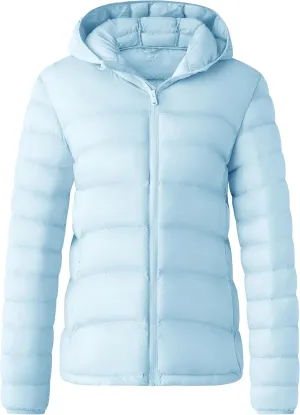 wantdo Women's Waterproof Winter Jacket Lightweight Hooded Down Jackets Packable Quilted Warm Winter Coat