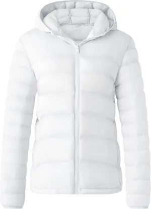 wantdo Women's Waterproof Winter Jacket Lightweight Hooded Down Jackets Packable Quilted Warm Winter Coat