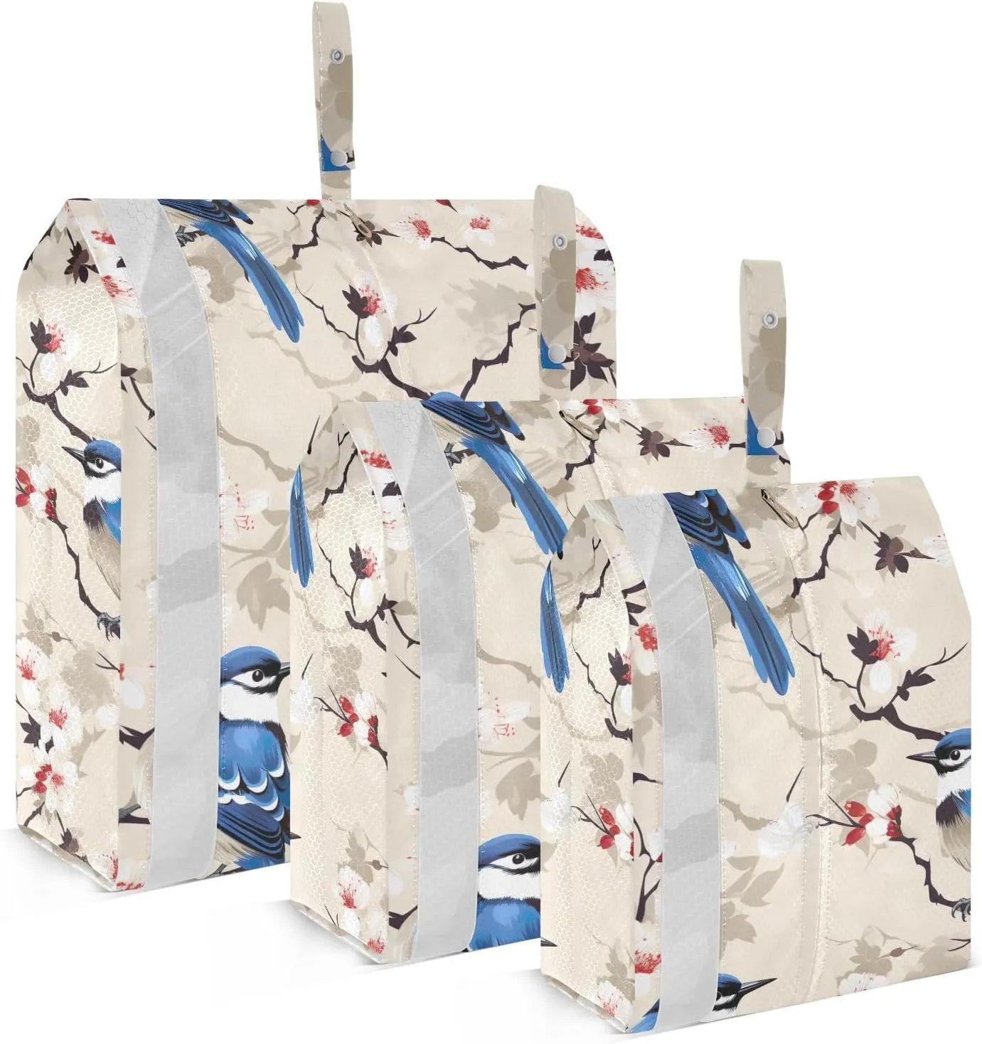 Watercolor Birds Flowers Branches Packing Cubes for Travel 3 Set Packing Cubes Large Luggage Accessories for Carry On