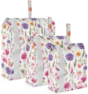 Watercolor Wildflowers Florals Packing Cubes for Travel 3 Set Packing Essentials Suitcase Organizer for Travel Essentials