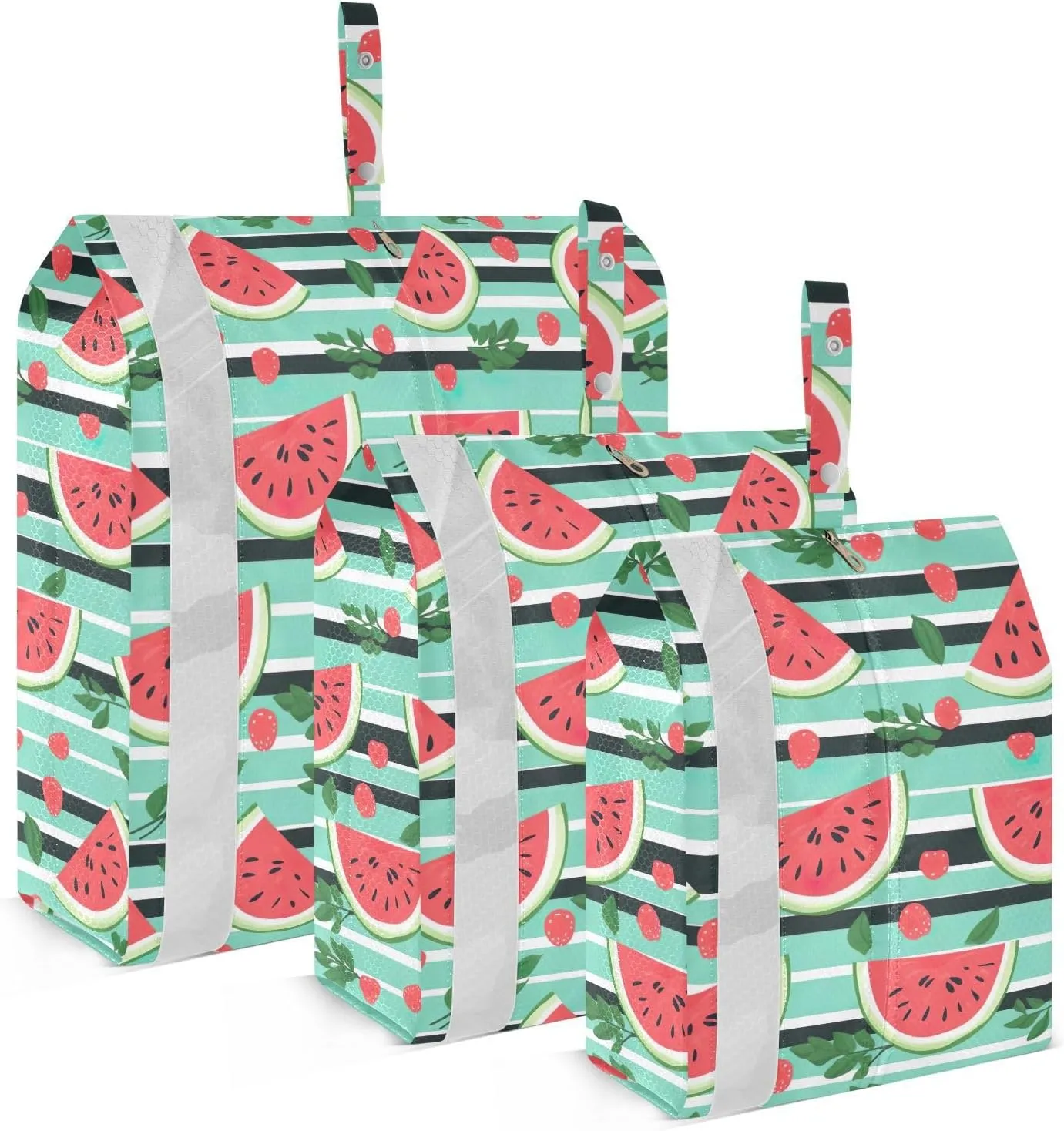Watermelon Strawberry Stripe Packing Cubes for Travel 3 Set Compression Packing Cubes Suitcase Organizer Bags Set for Suitcase