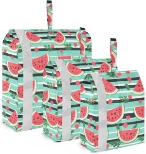 Watermelon Strawberry Stripe Packing Cubes for Travel 3 Set Compression Packing Cubes Suitcase Organizer Bags Set for Suitcase