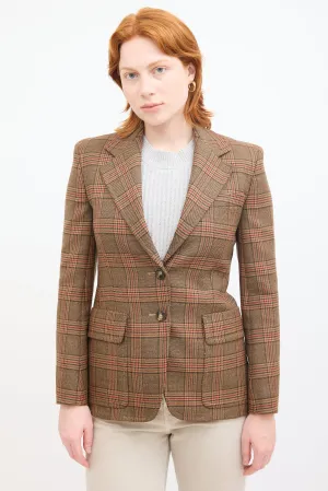 Weekend Brown & Red Wool Plaid Blazer