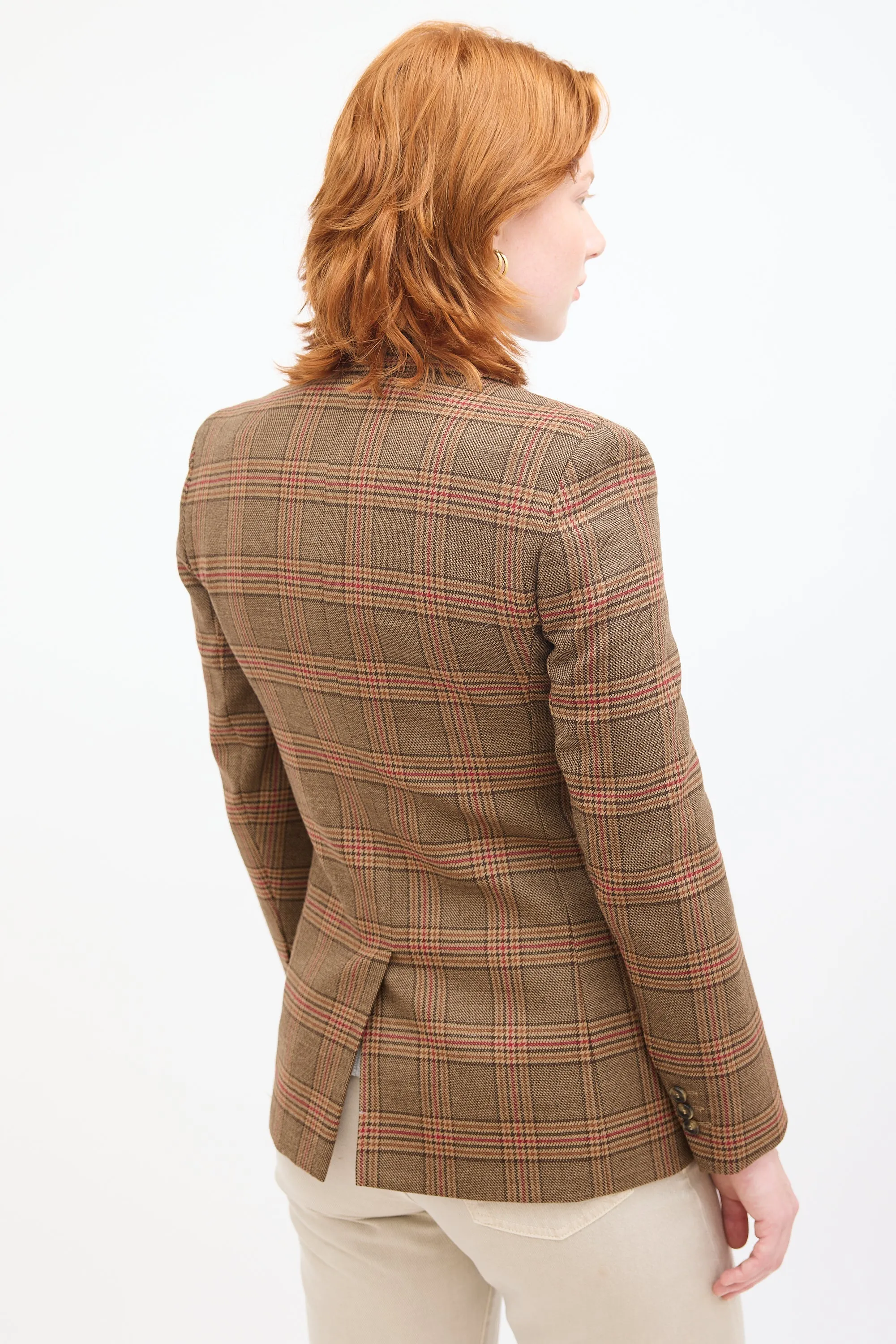 Weekend Brown & Red Wool Plaid Blazer