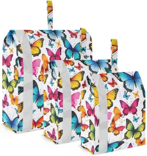 White Butterflies Watercolor Packing Cubes for Travel 3 Set Luggage Packing Cubes Luggage Accessories for Luggage