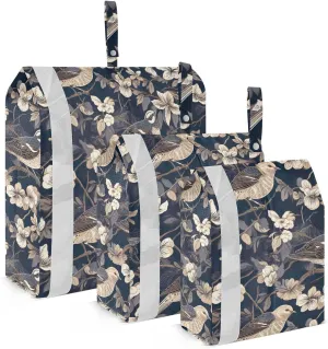 White Flower Sparrow Packing Cubes for Travel 3 Set Compression Travel Cubes Luggage Cubes for Carry On