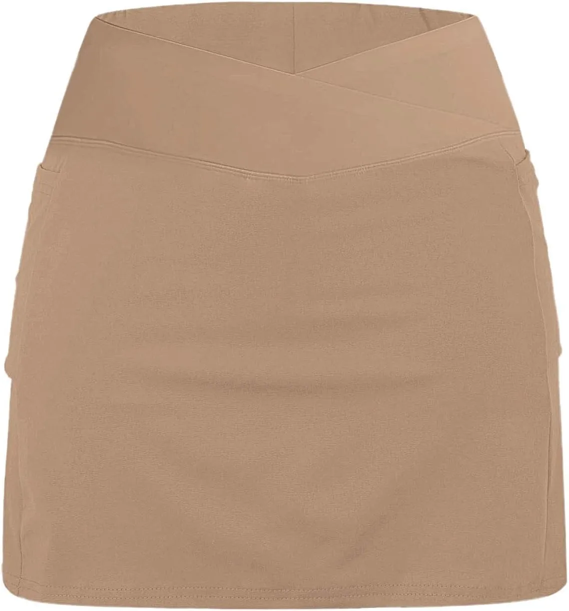 Women Athletic Tennis Skorts with Pockets 2 in 1 Golf Skirt Crossover High Waisted Sports Skorts Built-in Shorts