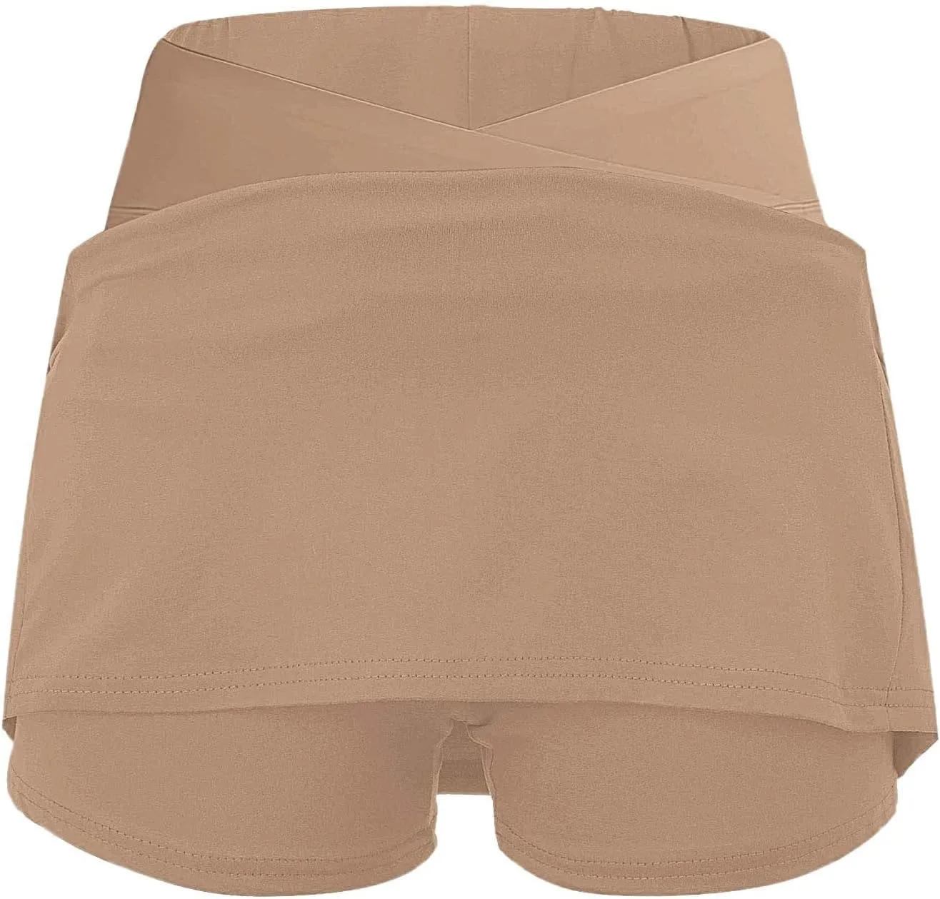 Women Athletic Tennis Skorts with Pockets 2 in 1 Golf Skirt Crossover High Waisted Sports Skorts Built-in Shorts