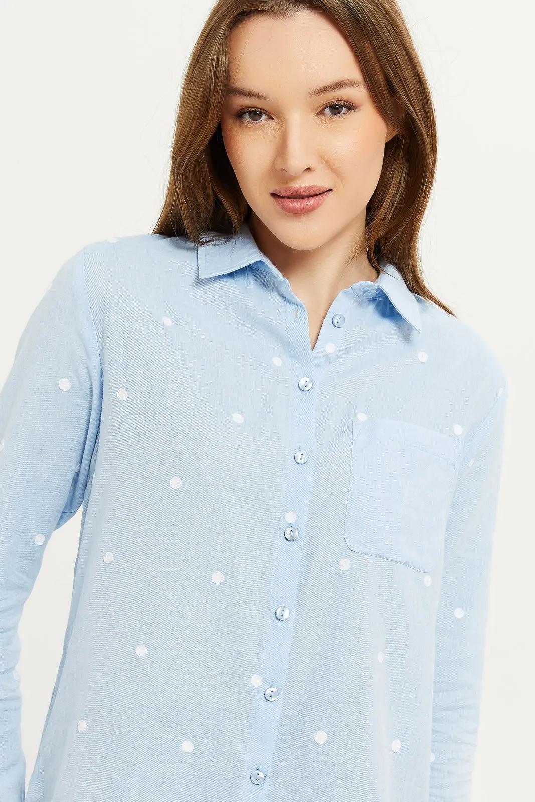 Women Blue Shirt Top