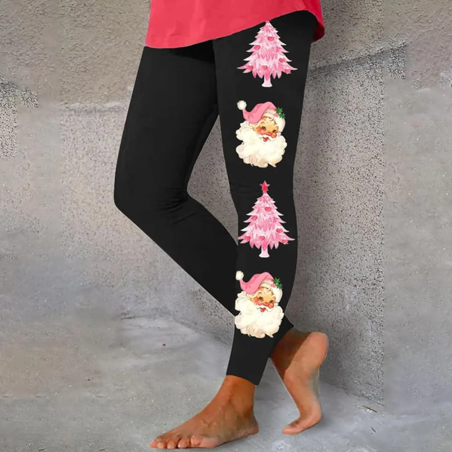 Women Christmas Leggings Funny Xmas Graphic Yoga Sweatpants Winter Warm Tights Tousers High Waist Jogger Lounge Pants