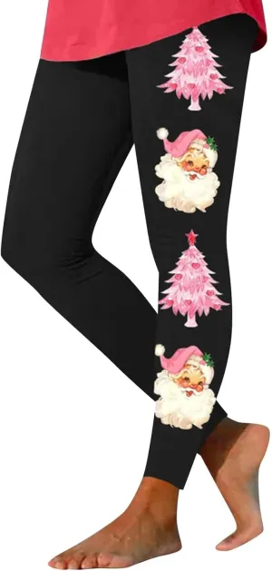 Women Christmas Leggings Funny Xmas Graphic Yoga Sweatpants Winter Warm Tights Tousers High Waist Jogger Lounge Pants