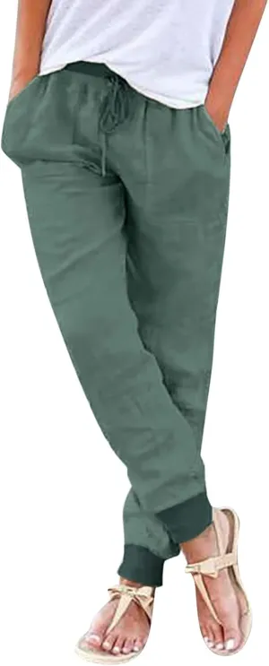 Women Cotton Linen Summer Boho Palazzo Pants High Waist Bootcut Slim Fit Palazzo Pants Trendy