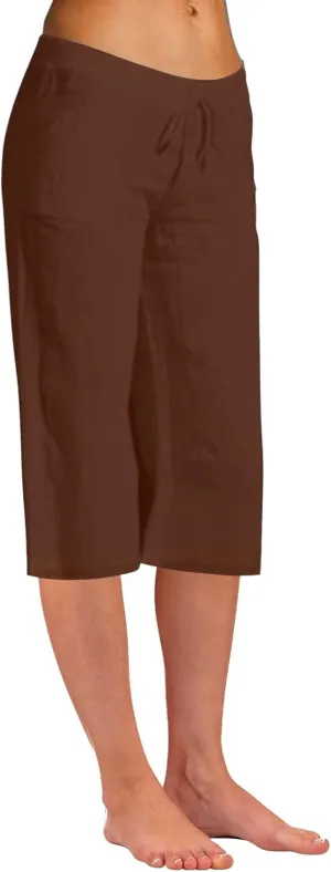 Women Cotton Linen Summer Boho Pants High Waist Ankle Length Plus Size Trouser Travel