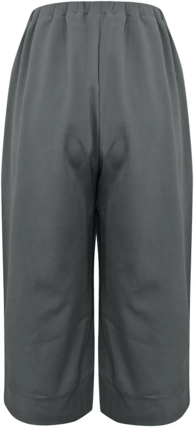 Women Cotton Linen Summer Casual Flowy Pants Elastic Waisted Bootcut Slim Fit Pant Trousers Travel
