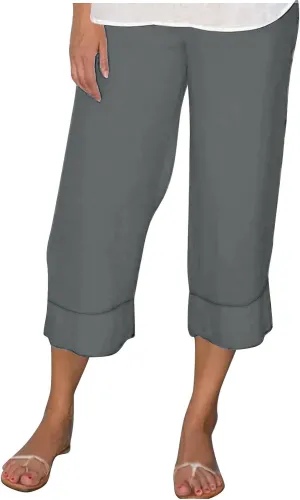 Women Cotton Linen Summer Casual Flowy Pants Elastic Waisted Bootcut Slim Fit Pant Trousers Travel