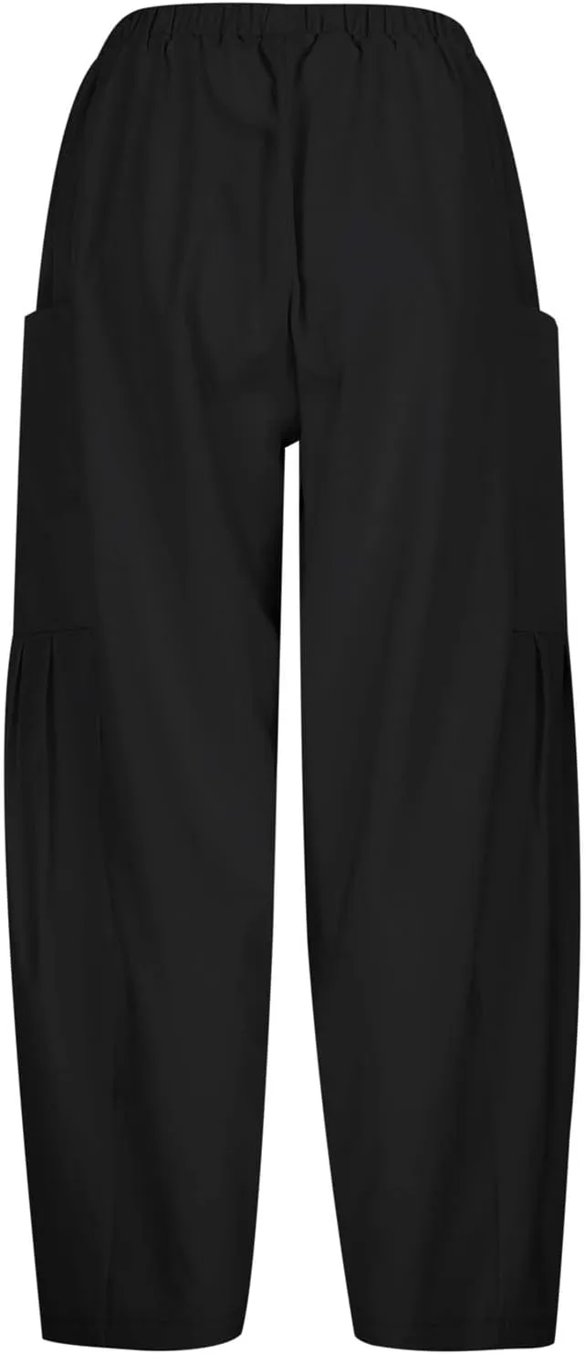 Women Cotton Linen Summer Comfy Pant Trousers Elastic Waist Baggy Stretchy Slim Fit Palazzo Lounge Pants Trendy