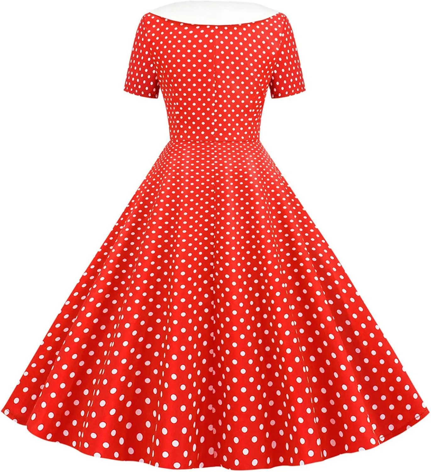 Women Double Breasted Notch Lapel 50s Vintage Short Sleeve Cocktail Swing Dress Polka Dot 1950s Prom Midi Dress