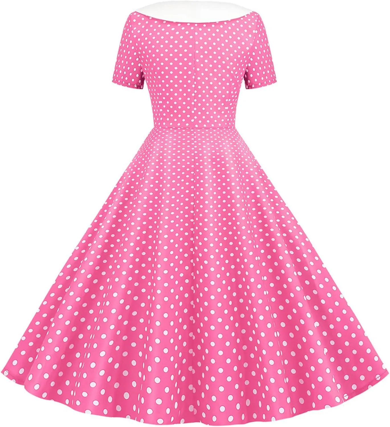 Women Double Breasted Notch Lapel 50s Vintage Short Sleeve Cocktail Swing Dress Polka Dot 1950s Prom Midi Dress
