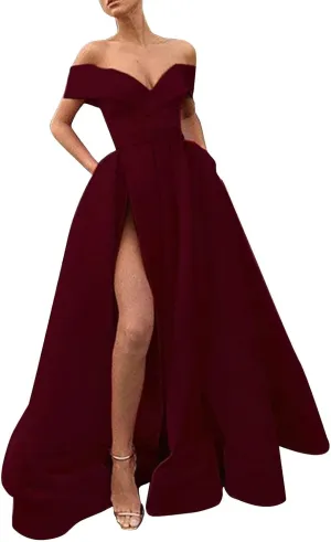 Women Floor Length Cocktail Chiffon Summer Dresses Temperament French Retro Low Cut V Neck Long Dress with High Slit