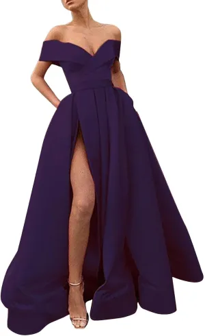 Women Floor Length Cocktail Chiffon Summer Dresses Temperament French Retro Low Cut V Neck Long Dress with High Slit