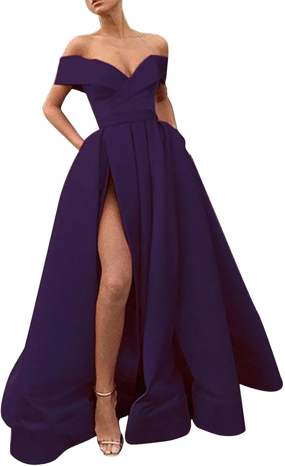 Women Floor Length Cocktail Chiffon Summer Dresses Temperament French Retro Low Cut V Neck Long Dress with High Slit