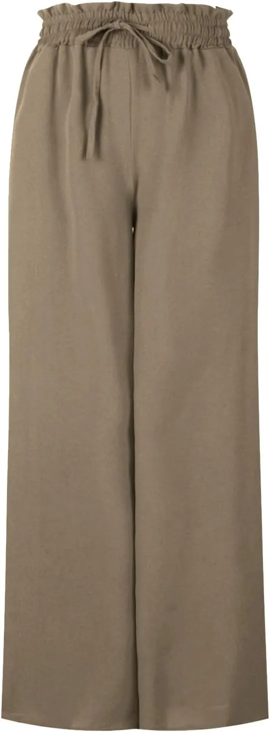 Women High Waist Wide Leg Palazzo Pants Dressy Casual Flowy Pants Loose 2024 Fall Long Lounge Trousers with Pockets