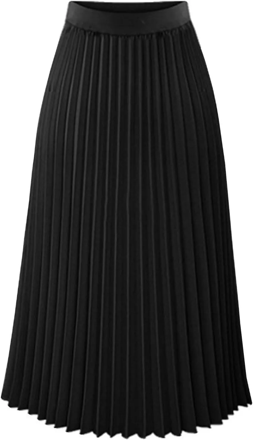 Women Pleated Chiffon Flare Skirt Trendy Midi Swing A-line Skirt Dressy Plain High Elastic Waist Elegant Long Skirts
