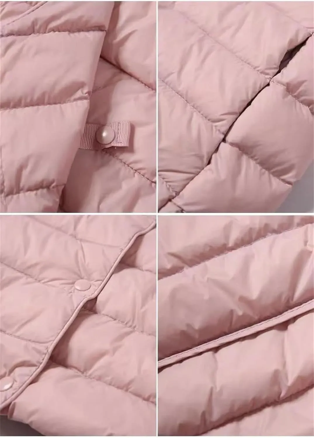 Women Winter Ultralight Puffer Jackets Collarless Reversible Duck Down Coat Portable Feather Overcoat