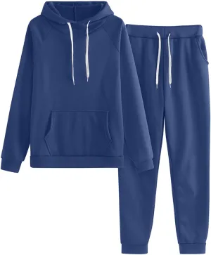 Women's 2 Piece Lounge Sets Long Sleeve V Neck Oversized Pants Baggy Sweatpants Fall Fashion Sweatsuits