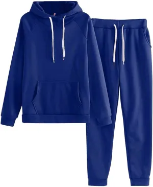 Women's 2 Piece Outfits Lounge Set Long Sleeve Crewneck Workout Sweat Sweatshirt Wide Leg Sweatpant Sweatsuit