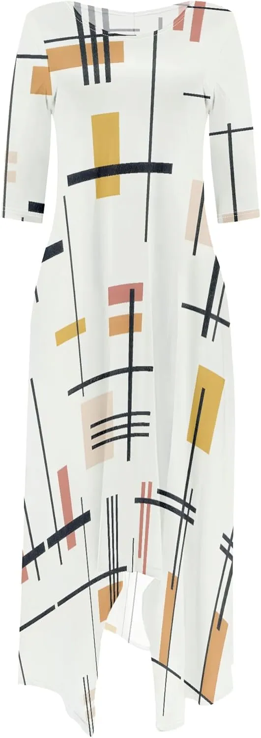 Women's 3/4 Sleeve Collarless Dress Women's Loose Plus Size Maxi Dress Sexy Off Shoulder Casual Home Nightdress