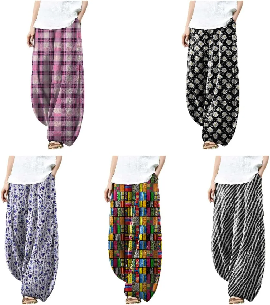 Womens Beach Pants Comfy Lightweight Wide Leg with Pockets Vacation Pants Summer Beach Fashion Pants for Women