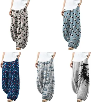 Womens Beach Pants Comfy Lightweight Wide Leg with Pockets Vacation Pants Summer Beach Fashion Pants for Women