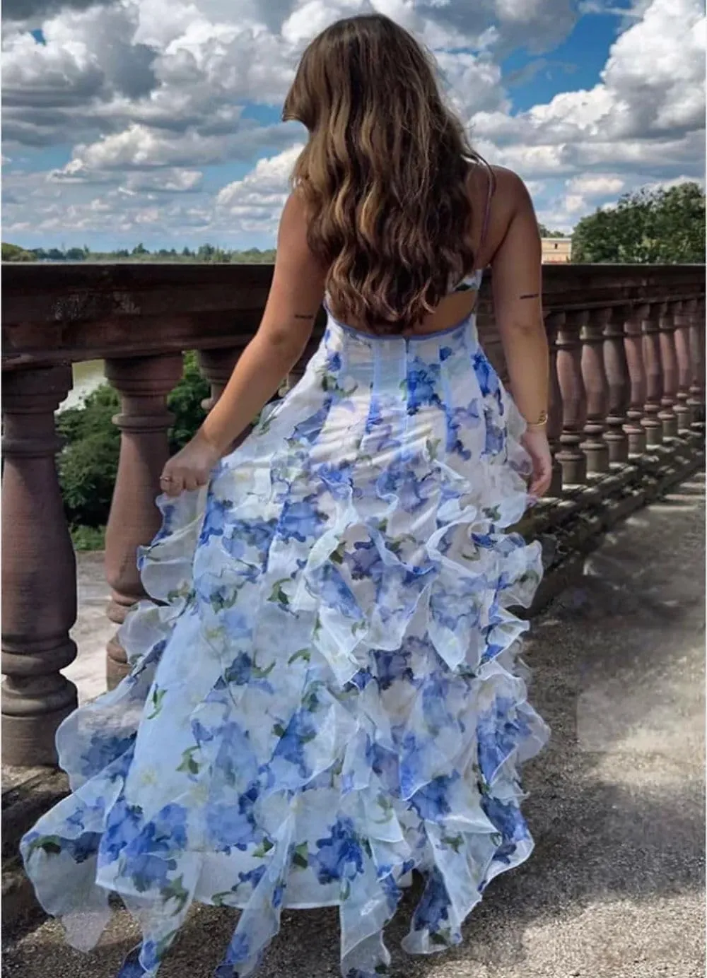 Women's Bohemian Holiday Style Strappy Dress Slim Vintage Valentine's Day Evening Gowns Prom